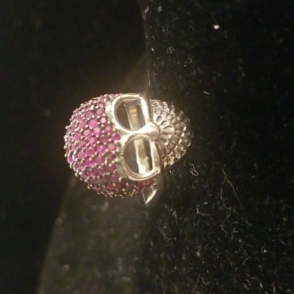 STERLING SILVER Rhinestone Skull Ring - Picture 2 of 7
